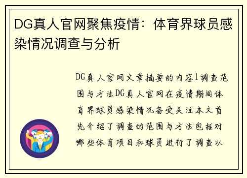 DG真人官网聚焦疫情：体育界球员感染情况调查与分析